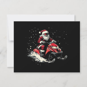 Cartão De Festividades Papai Noel Moto Trineo de neve Natal engraçado