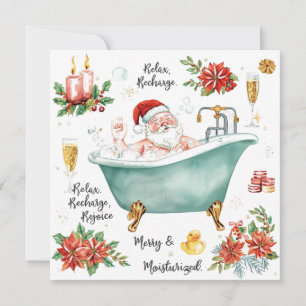 Cartão De Festividades Papai Noel na Banheira Spa tema Natalino