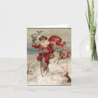 Cartão De Festividades Papai noel na bicicleta Notecards