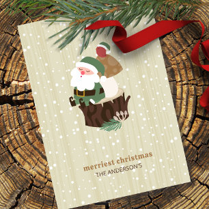 Cartão De Festividades Papai Noel na Floresta