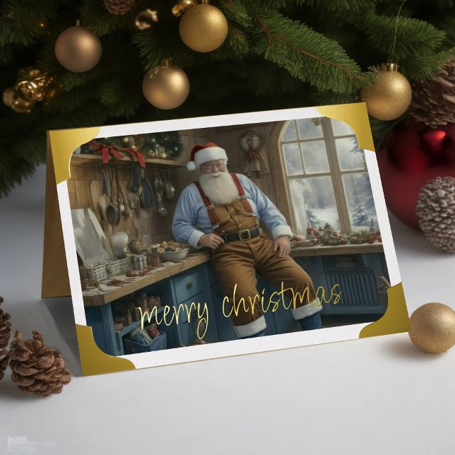 Cartão De Festividades Papai Noel na Oficina Azul (Criador carregado)