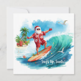 Cartão De Festividades Papai Noel na praia do Havaí para o Natal