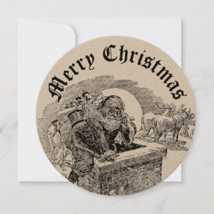 Cartão De Festividades Papai Noel Natal Vintage