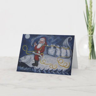 Cartão De Festividades Papai noel náutico