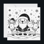 Cartão De Festividades Papai Noel Negro e Branco com Rebeldes<br><div class="desc">Pai Natal Negro e Branco com Cartão de Feriado de Reindeer. Você pode editar/excluir o texto.</div>