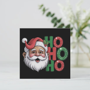 Cartão De Festividades Papai Noel Negro Ho Ho Ho Retro Vintage Brilho Div