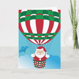 Cartão De Festividades Papai Noel no balão de ar quente