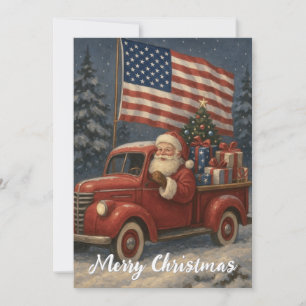 Cartão De Festividades Papai Noel no Caminhão Vermelho Natal