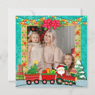 Cartão De Festividades Papai Noel no Trem, foto de Natal e feriado