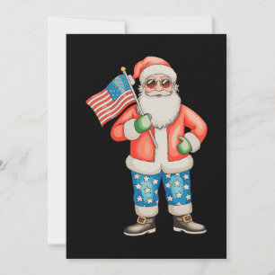 Cartão De Festividades Papai Noel Patriótico Natal Americano 4 de Julho