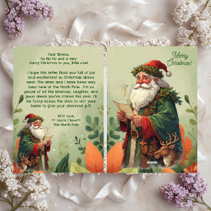 Cartão De Festividades Papai Noel Personalizado Rena do Polo Norte Verde