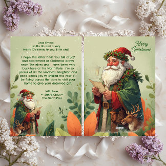 Cartão De Festividades Papai Noel Personalizado Rena do Polo Norte Verde