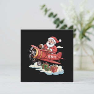 Cartão De Festividades Papai Noel Piloto Voando Avião Presente de Natal