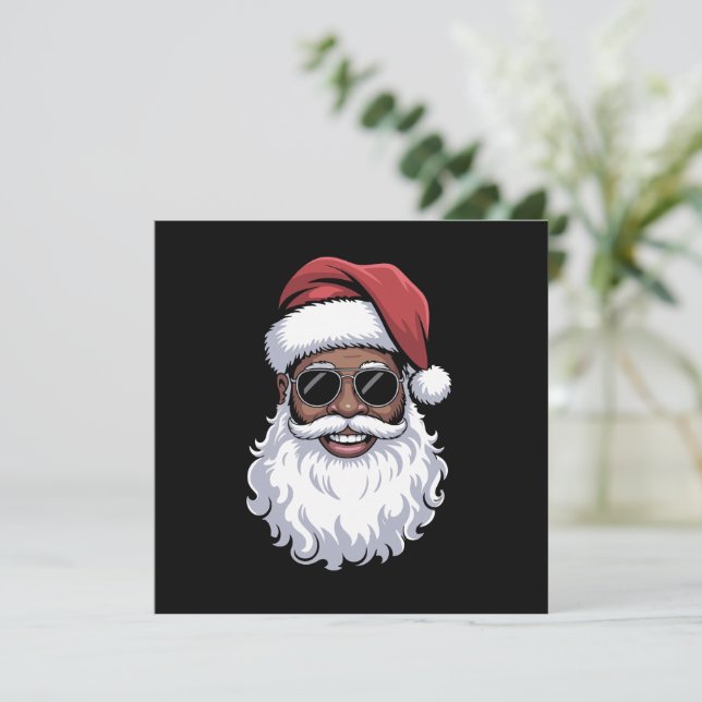 Cartão De Festividades Papai Noel Preto Natal Papa Noel Afro Americano (Em pé/Frente)