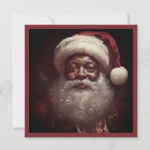 Cartão De Festividades Papai Noel Preto Regale Barba Branca Chapéu de Pap