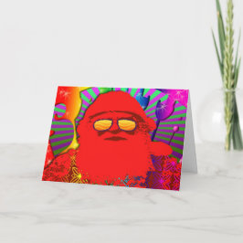 Cartão De Festividades Papai noel psicadélico - Yule legal