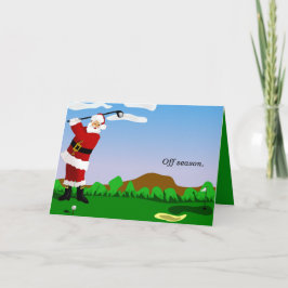 Cartão De Festividades Papai noel que joga o golfe
