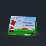 Cartão De Festividades Papai noel que joga o golfe<br><div class="desc">Este design do feriado do divertimento tem Papai Noel jogar um círculo de golfe. Quem soube o papai noel gostado de bater as relações? Deve passar o tempo em Florida ou em Califórnia do sul. Talvez joga o golfe cada janeiro! Um design do divertimento para jogadores de golfe, e qualquer...</div>