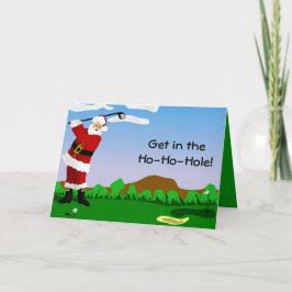 Cartão De Festividades Papai noel que joga o golfe