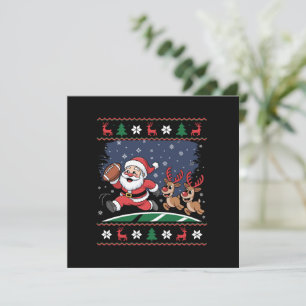 Cartão De Festividades Papai Noel Rena Play Futebol Americano Natal Feio