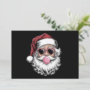 Cartão De Festividades Papai Noel Retro Com Óculos Soprando Bolha De Nata