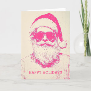 Cartão De Festividades Papai Noel Rosa Diversão Natal Casual