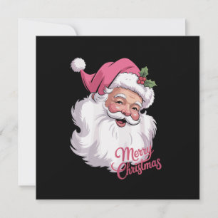 Cartão De Festividades Papai Noel Rosa Vintage Engraçado Natal Alegre