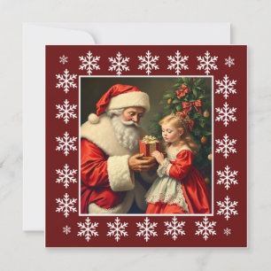 Cartão De Festividades Papai Noel Rústico Colorido Fofo da Moda 