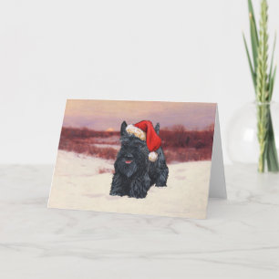 Cartão De Festividades Papai Noel Scottie Brincalhão na Neve