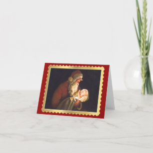 Cartão De Festividades Papai Noel segurando o Menino Jesus