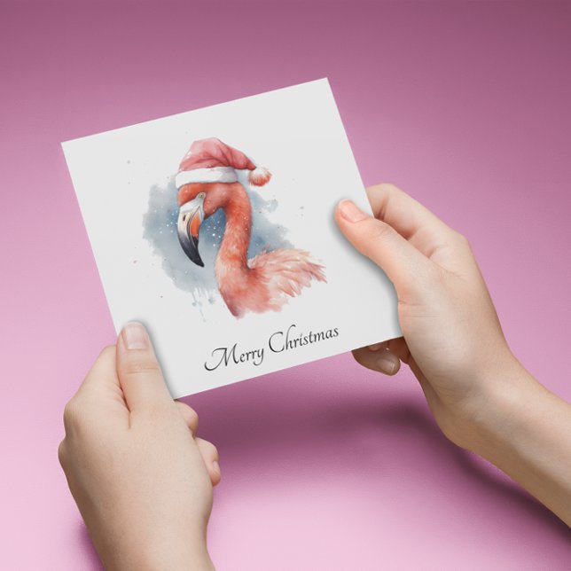 Cartão De Festividades Papai noel Snowbird Flamingo, personalizado (Criador carregado)