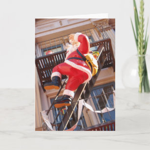 Cartão De Festividades Papai Noel sobre a Fuga do Fogo