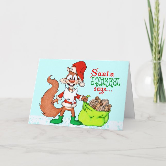Cartão De Festividades Papai noel Squirrel (Frente)