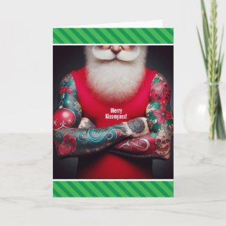 Cartão De Festividades Papai Noel Tatuado Engraçado - Inque as Salas