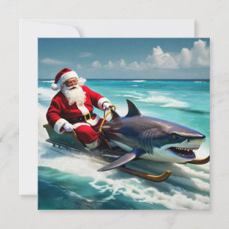 Cartão De Festividades Papai Noel Tubarão