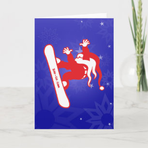 Cartão De Festividades Papai Noel vai snowboarding!