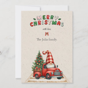Cartão De Festividades 🎄Papai Noel Vermelho e Verde em Carro Antigo Nata