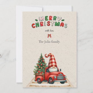Cartão De Festividades 🎄Papai Noel Vermelho e Verde em Carro Antigo Nata