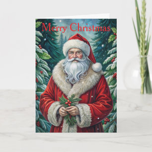 Cartão De Festividades Papai Noel Vintage