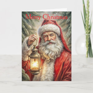 Cartão De Festividades Papai Noel Vintage
