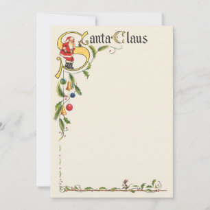 Cartão De Festividades Papai Noel Vintage, Borda Decorativa de Natal