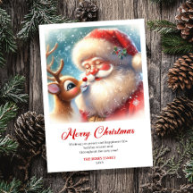 Papai Noel Vintage Doce Com Rudolph Cumprimento de