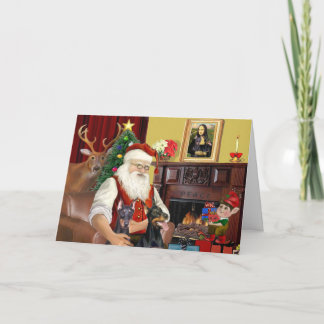 Cartão De Festividades Papais noeis 2 Doberman Pinschers