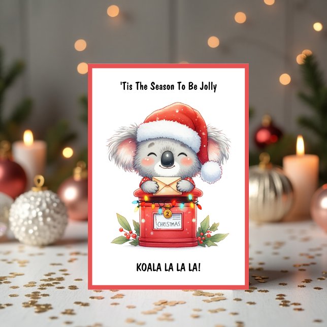Cartão De Festividades Papais noeis Adoráveis Koala La La La - Aussie Chr (Adorable Santa Koala La La La - Aussie Christmas Holiday Card)