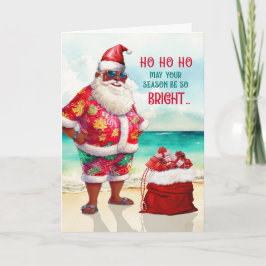 Cartão De Festividades Papais noeis Africanos Americanos Óculos Solares E