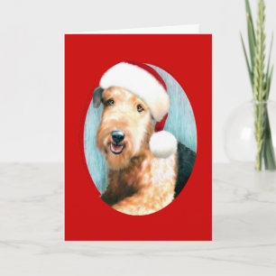 Cartão De Festividades Papais noeis Airedale Terrier - Personalizados
