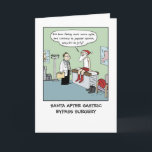 Cartão De Festividades Papais noeis após desvio gástrico | Natal engraçad<br><div class="desc">Papais noeis após cirurgia de bypass gástrico: "Tenho me sentido muito mais ágil, e, ao contrário da opinião popular, tão alegre!" Dentro: "Feriado Feliz Deseja." Um cartão de feriado engraçado para pessoas com senso de humor estranho. Veja o Doodle World de Jenn para mais desenhos animados e cartões de Natal...</div>