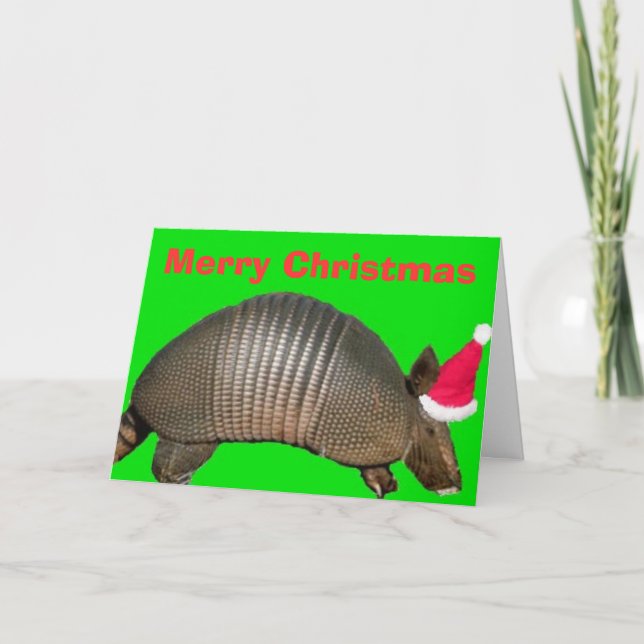 Cartão De Festividades Papais noeis Armadillo, Feliz Natal (Frente)