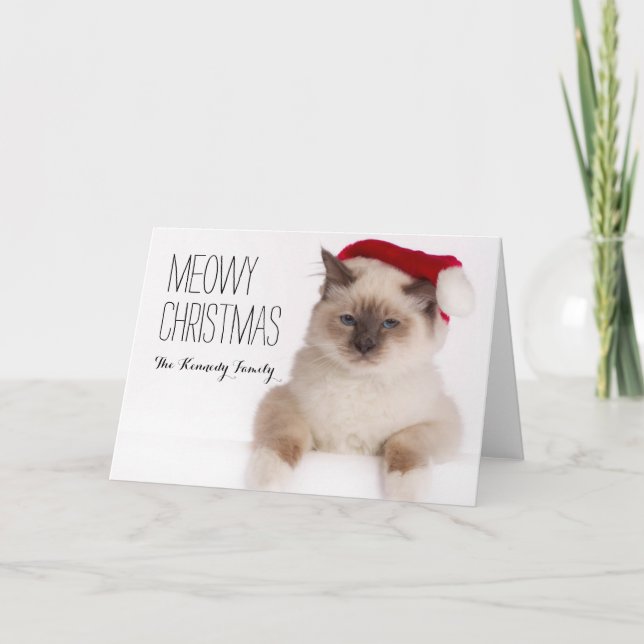 Cartão De Festividades Papais noeis Birman Cat (Frente)