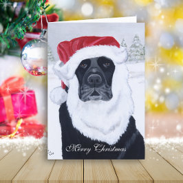 Cartão De Festividades Papais noeis Black Labrador Natal